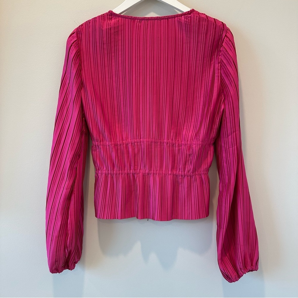 WAYF Payton Pink Tie Front Top Long Sleeve Blouse Women's Cardigan Rhinestone - Picture 4 of 16